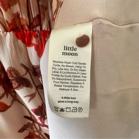 ARITZIA-“LITTLE Moon” Saffron Floral Semi Sheer Long Sleeve Mini Dress (Size: M) - Picture 13 of 14